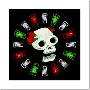 Tequila Skull Wreath Posters and Art